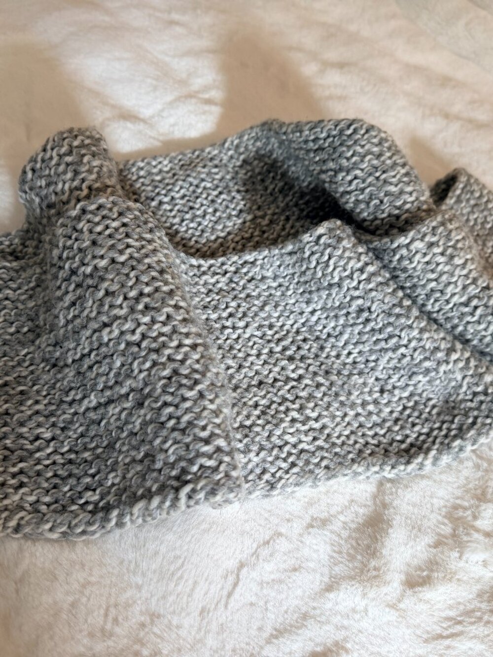 Cozy Hand-Knit Grey Marl Chunky Infinity Loop Winter Cowl Scarf